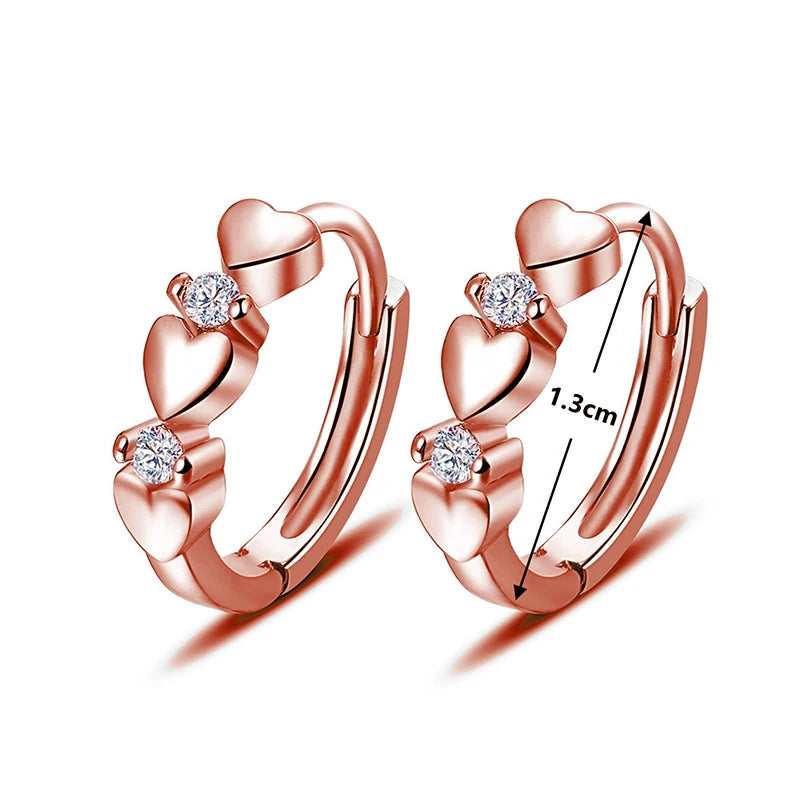 Huitan Dainty Heart Hoop Earrings for Women Little Circle Low-key Exquisite Female Ear Piercing Accessories Gift Teens Jewelry
