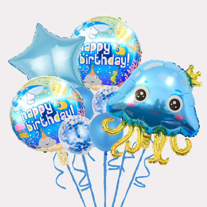 Disney large-size Q version Jellyfish Octopus Hippocampus Ocean Theme Party Decorated with Aluminum film balloon