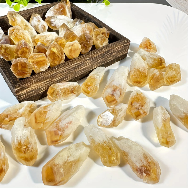 Vibrant Unpolished Natural Citrine Gemstones - Coarse & Loose for Unique Interior Decoration - Aesthetic Decor Bundle