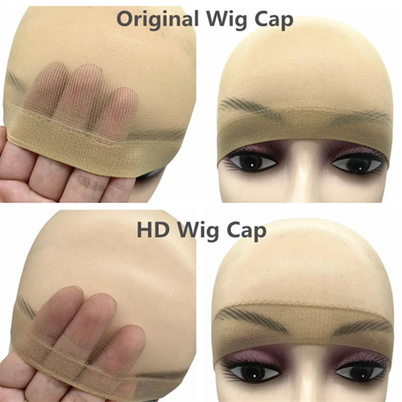 1/5/10 Pack Transparent HD Wig Cap Invisible and Sheer Breathable Ultra-thin Stretchy Stocking Caps for Lace Front