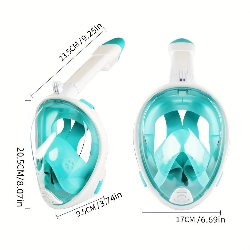 Silicone Snorkeling Mask Full Face, 180 Degree Panoramic Adult Snorkeling Equipment, Swimming Snorkeling Mask Anti-Fog Anti-Leak