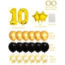 25pcs Gold Black Mixed Balloons 10th Birthday Party Decorations 10 Years Old Girl Boy Birthday Background Decor Anniversary