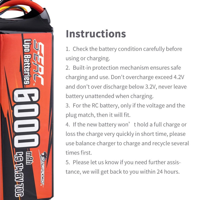 SUNPADOW 4S 14.8V Lipo Battery for 6000mAh Deans T Soft Pack with RC Vehicles Buggy Truggy Crawler Monster Truck Tank Monster