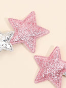 New Silver Star Hair Clip for Kids Girls Pink Glitter Hairpins Side Bangs Clip Barrettes Children Cute Headwear Hair Accessories