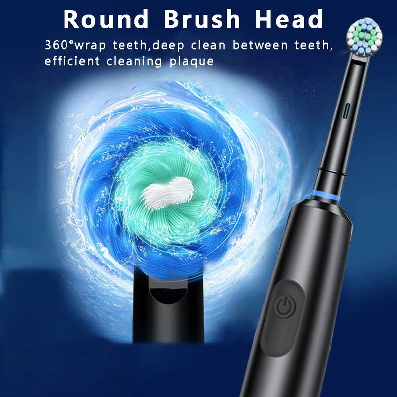 Smart Rotating Electric Toothbrush Rechargeable Toothbrush with 8 Replacement Brush Heads Rotary Electric Toothbrush Adult