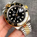 Tandorio Yellow Gold NH34AA GMT Mechanical Men Watch 24 hours Gold Ceramic Insert 20bar Waterproof Luxury Diver Clock Rejor 40mm