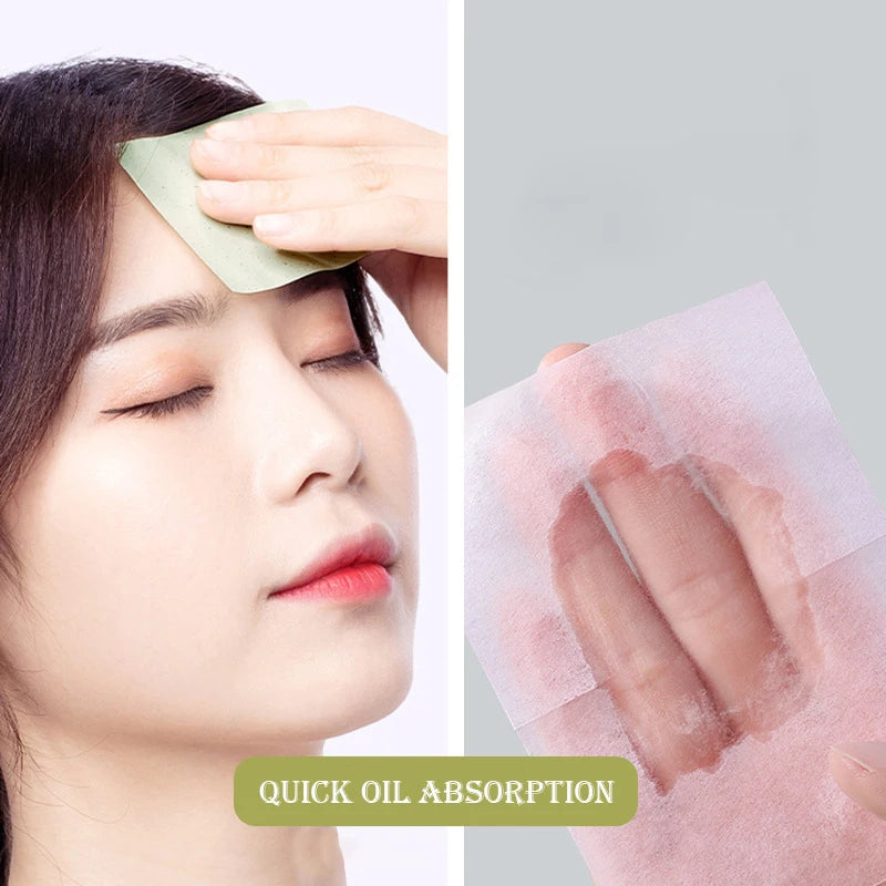 100pcs Facial Absorbent Paper Face Wipes Matcha Anti-grease Paper Oil Absorbing Sheets Cosmetics Makeup Facial Cleaning Tools