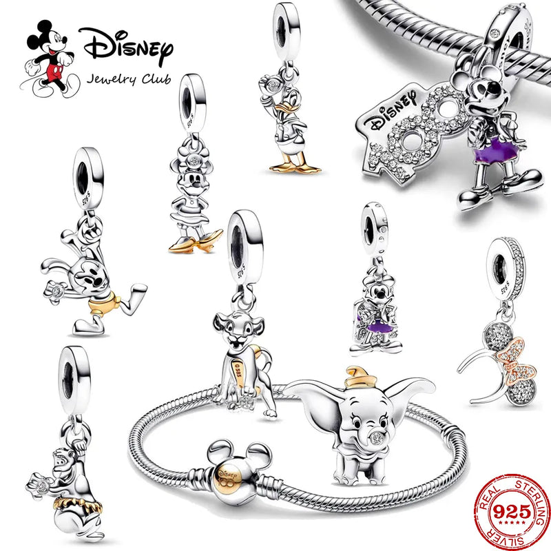 2023 New 925 Sterling Silver Disney Lion King Donald Duck Mickey Minnie Dumbo Original Charms Fit Pandora Bracelet DIY Jewelry