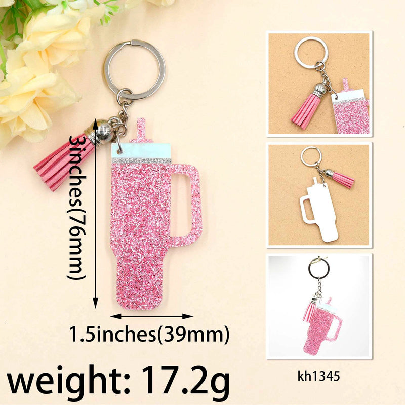 1piece New product Inspired Tumbler Cup Keychain Glitter Acrylic Gift for Cup Lover