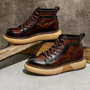 DESAI Mens Winter New Genuine Leather Boots Non-Slip Heels Fashion Men's Work Shoes Outdoor Warm Boots Thick Bottom Gifts