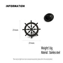 Hollow gold-plated rudder badge, black men's collar brooch, silver lapel pin, men's suit accessories set, Father's Day gift