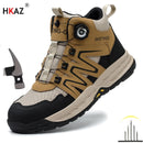 Men Work Shoes Slip-resistant shoes Rotating Button Fashion Shoes Comfortable Sport Shoes boots men work waterproof Anti shock