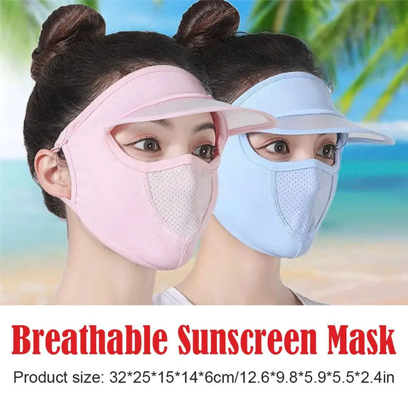 Summer Sunscreen Full Mask Anti UV Breathable Sun Hat Ice Silk Cooling Full Face Coverage Outdoor Cycling Sun Protection Hats