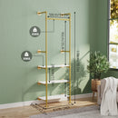 Heavy Duty Industrial Pipe Clothes Rail Hanging Open Wardrobe Shoe Rack Showroom Wall Mounted Garment Rack with 3 Shelves