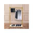 Retail Gold Clothing Racks for Boutique with Wood Shelf Heavy Duty Commercial Garment Clothes Rack Standing Hanging Rack