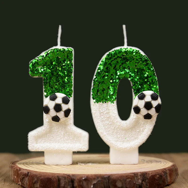 0-9 Numbers Football Cake Candle Kids Sports Theme Football Birthday Party Decoration Favors Cupcake Topper Cake Decor Supplies