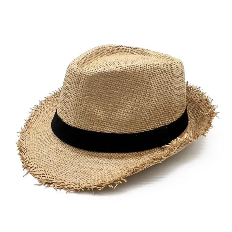 Straw Sun Hat Mens Womens Casual Breathable Cowboy Wide Brim Jazz Hat Sun Protection Fashion Beach Caps Summer