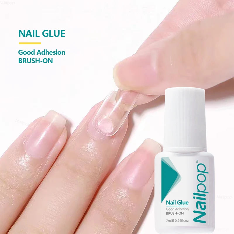 Nailpop Fast Dry Nail Glue with Brush Nail Art Tips Glitter Acrylic Decoration Nail Art Tools Manicure Accessories 2pcs