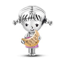 Silver Plated Boy Girl Couple Lovers Beads Charms Zirconium Dangle Fit Original Pandora Bracelet Necklace Jewelry Women Gift