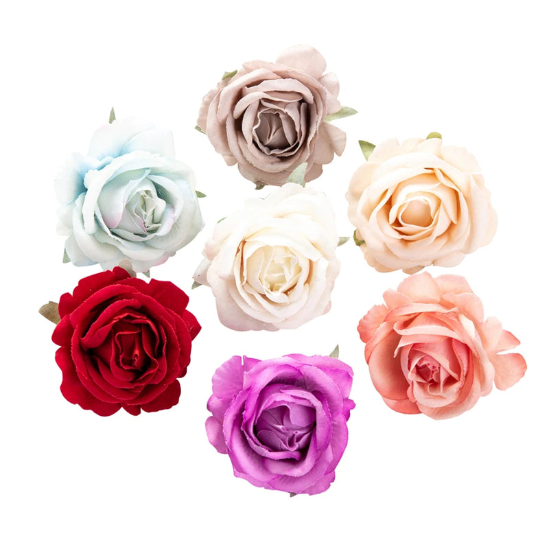 100Pcs Flannel Roses Home Decoration Christmas scrapbooking craft wreath Wedding Bridal Accessories Clearance Artificial Flowers