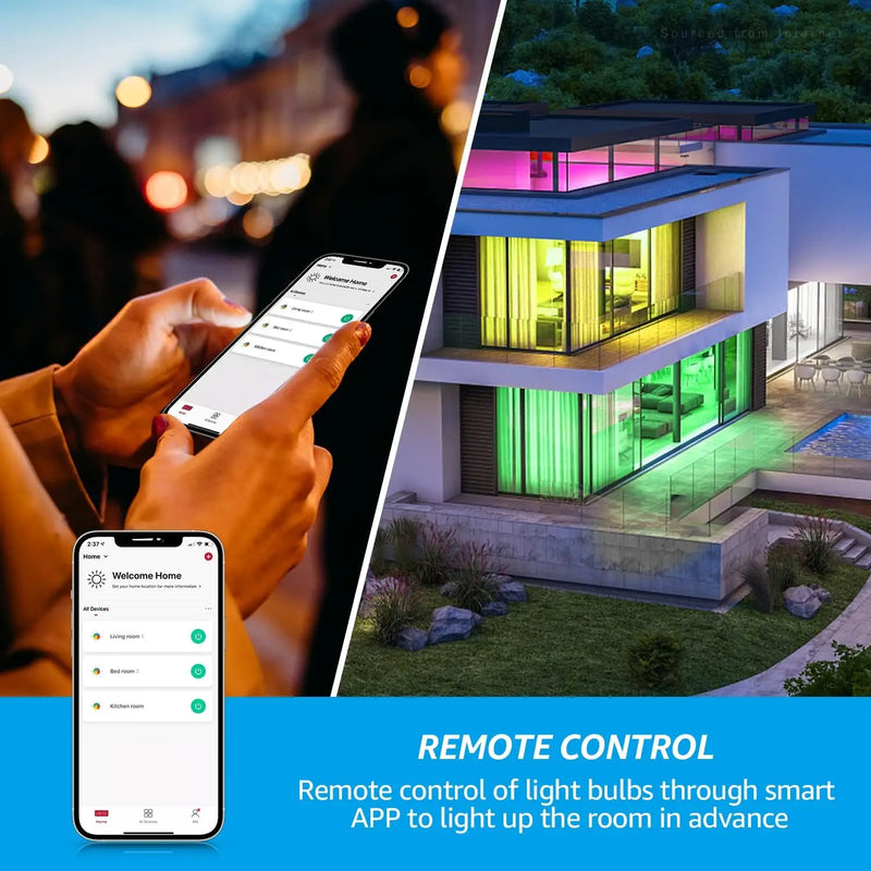 Smart WiFi LED A19 Bulb, RGBCW Color Changing, Compatible with Alexa & Google Home & Echo Assistant, Dimmable, E26 Base