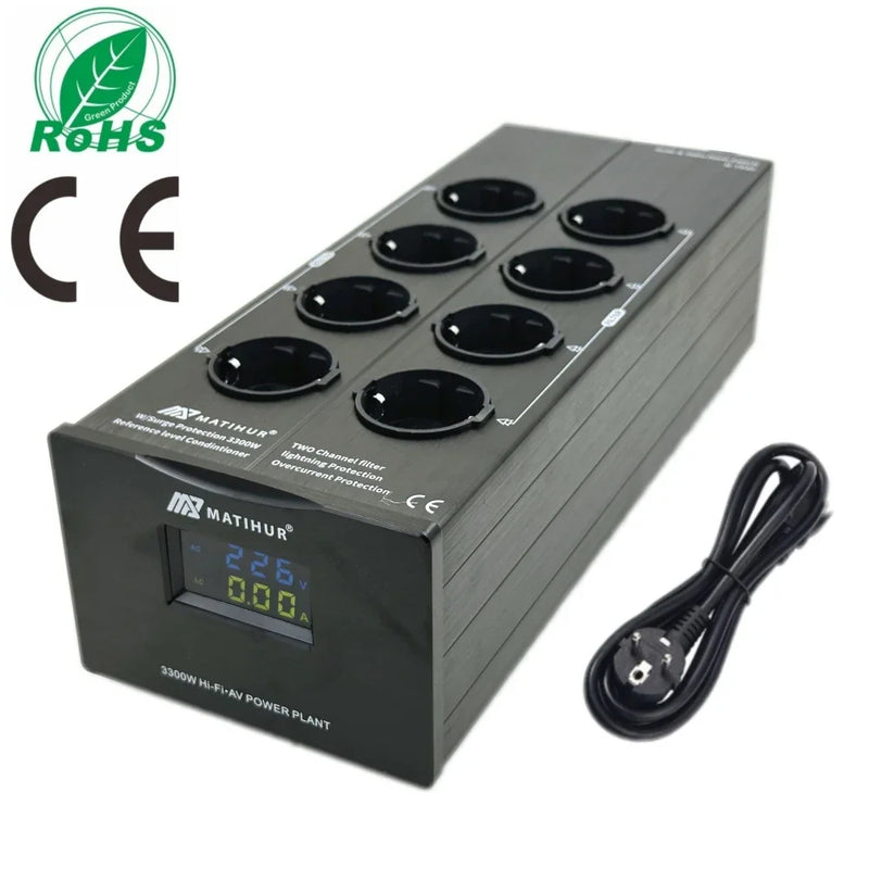 MATIHUR M-TR80  Audio Noise AC Power Filter Power Conditioner Power Purifier Surge Protection with EU Outlets Power Strip
