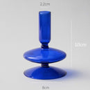 Blue Glass Candle Holder Candlesticks for Wedding Birthday Holiday Home Decoration Morden Decorative Glass