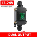 Waterproof Marine Rocker Switch with LED Outdoor Rainproof Junction Box Inline Power Cord Power Switch 12V/24V/220V IP65