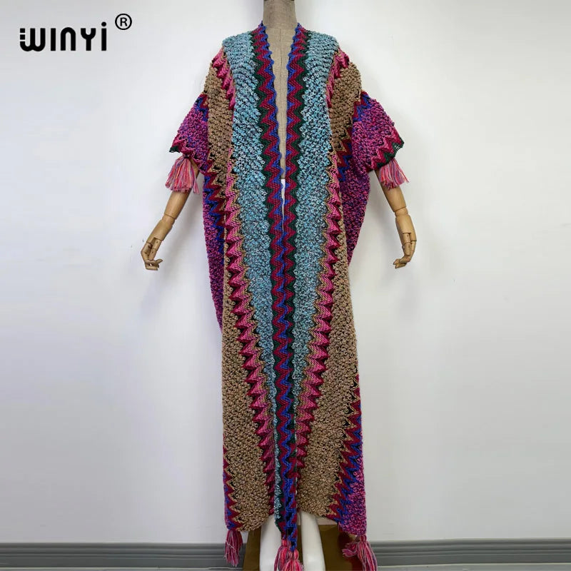 WINYI woman Winter Knitted cardigan coat Loose Christmas Fashion hipster party dress Thick Warm free size Female cloke overcoat