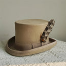 New Men Hat 100% Wool Fedora Hat Unisex Top Show Gentleman Bowler Hat Black Red Magic Hat Presidential Hat Feather Accessories