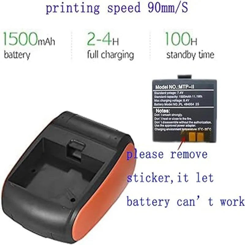 Mini Thermal Receipt POS Printer Wireless Bluetooth 58mm Portable Ticket Bill IOS Android Invoice Business Retail With 3 Rolls