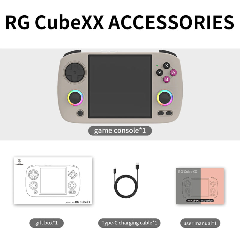 ANBERNIC RG CubeXX Handheld Game Console 3.95" IPS 720*720 Screen Linux WIFI Bluetooth HD-Connection Retro Video Gaming Console