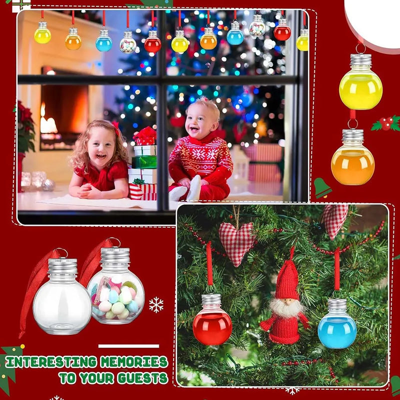 30-100PC Christmas Booze Balls Plastic Fillable Ball Ornament Christmas Hanging Ornaments Water Bottle Bulbs for Christmas Decor