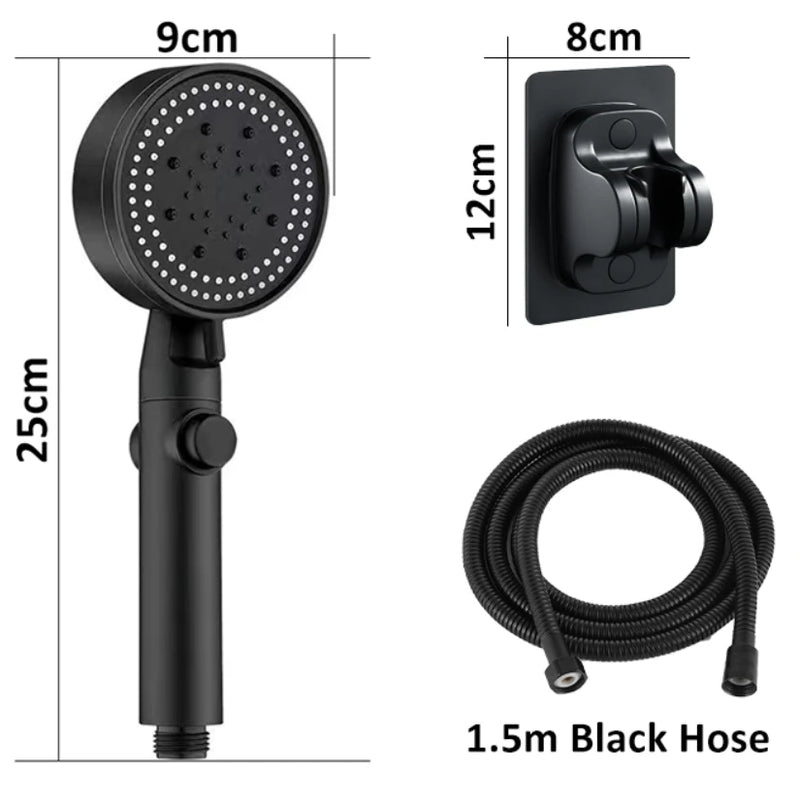 High-pressure Shower Head Set 5 Modes of Adjustment Showerhead with Hose Water-saving One-touch Stop Bathroom Accessories