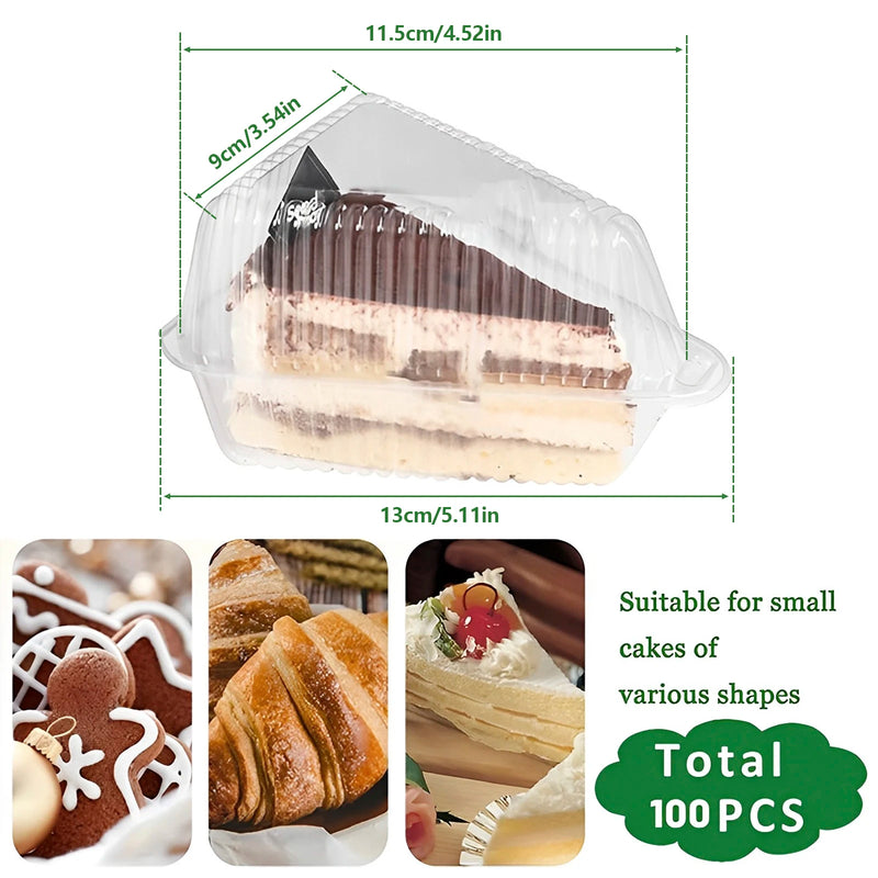 100Pcs Cake Slice Boxes Square Cheesecake Boxes Cupcake Slice Container with Lid Triangle Pie Holders For Bakery Party Wedding