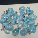 Natural Blue Larimar Pendants Necklaces for Women Rare Luxury Tortoisesh Bead Healing Gemstone Jewelry 925 Sterling Silver Clasp