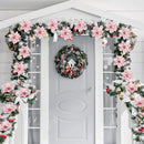 Pink 14.5cm Glitter Artifical Christmas Flowers Mreey Christmas Tree Decoration Happy New Year Ornaments Xmas 2025 Navidad