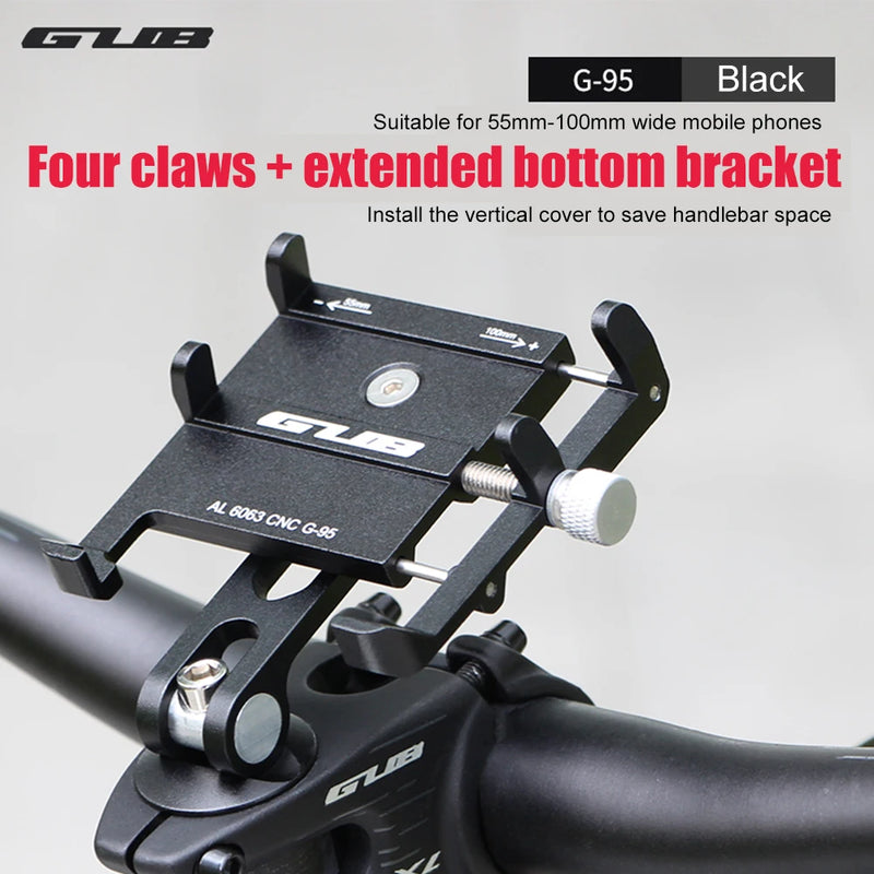 GUB Bike Cellphone Holder Aluminum Alloy Bike Mobile Phone Holder Bracket Adjustable Centered Installation Cycling Accessories