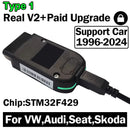 2024 Real Hex V2 25.3 Vag Com ARM STM32F429 Chip Car Diagnostic Tool Coding Function Free Update Hex-V2 For VCDS USB Interface