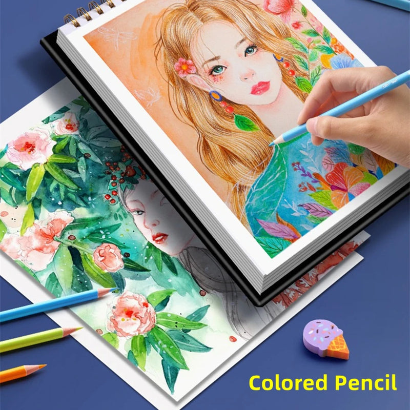 A4/8K Markers Drawing Book, 60Sheets Hard Cover Spiral Bleedproof Marker Paper Pad Artist Paper,For Adults Students Sketching