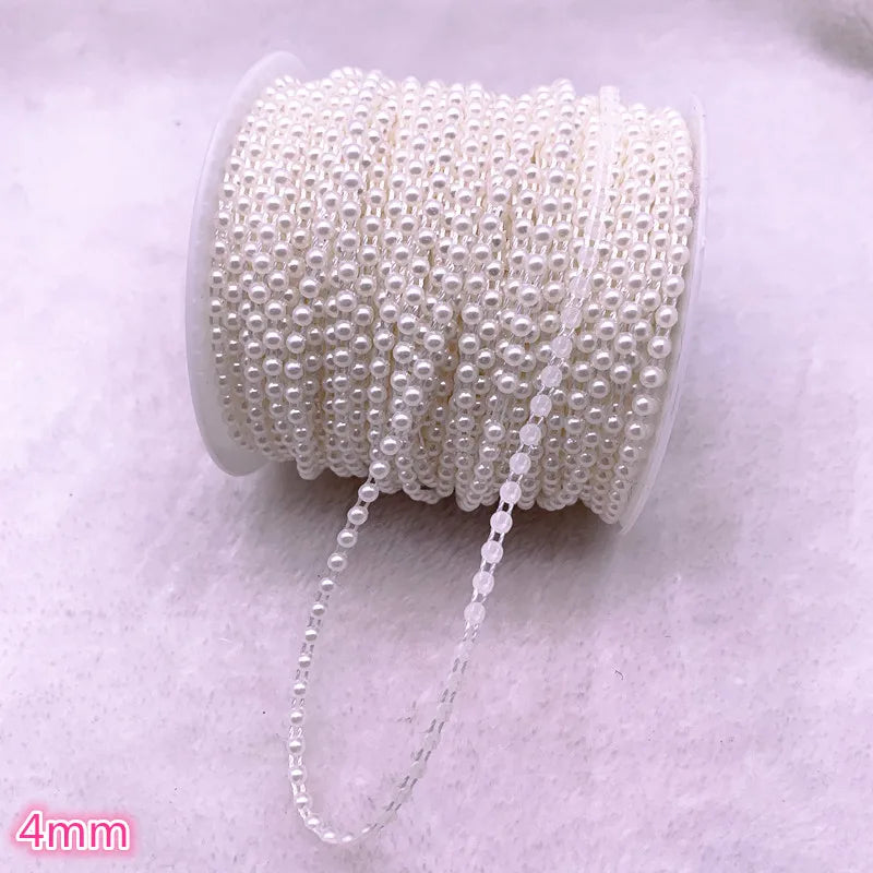 2--5yards Flat-back  Artificial Pearls Flower  Beads Chain Garland Flowers Wedding Party Decoration Diy Accessories