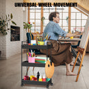 3/4 Tier Storage Trolley with Wheels, Rolling Cart with Hooks, Easy Assembly, for Bathroom, Kitchen, Office, Black/White