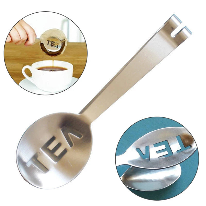 New Reusable Stainless Steel Tea Bag Tongs Teabag Squeezer Strainer Holder Grip Metal Spoon Mini Sugar Clip Tea Leaf Strainer