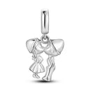 Silver Plated Boy Girl Couple Lovers Beads Charms Zirconium Dangle Fit Original Pandora Bracelet Necklace Jewelry Women Gift