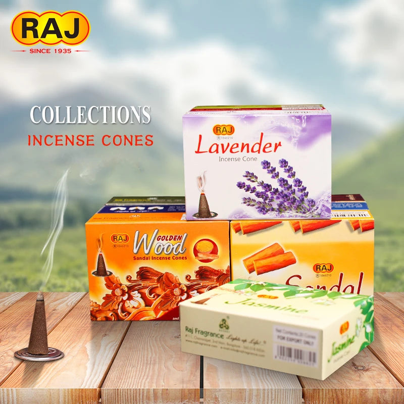 RAJ India Natural Waterfall Incense Cones Reflux Tower Incense for Burner Smoke Backflow Cone Fragrance Lavender Aromatherapy