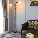 Adjustable Standing Double Headed Floor Lamp, Black