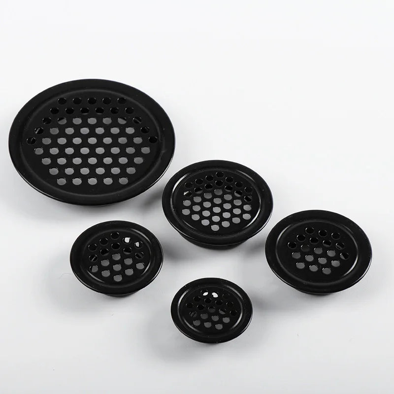 1PC Round Stainless Steel Air Vent Grille Cover Black White Wardrobe Cabinet Mesh Hole Ventilation Plugs Dia 19mm 25mm 35mm 53mm