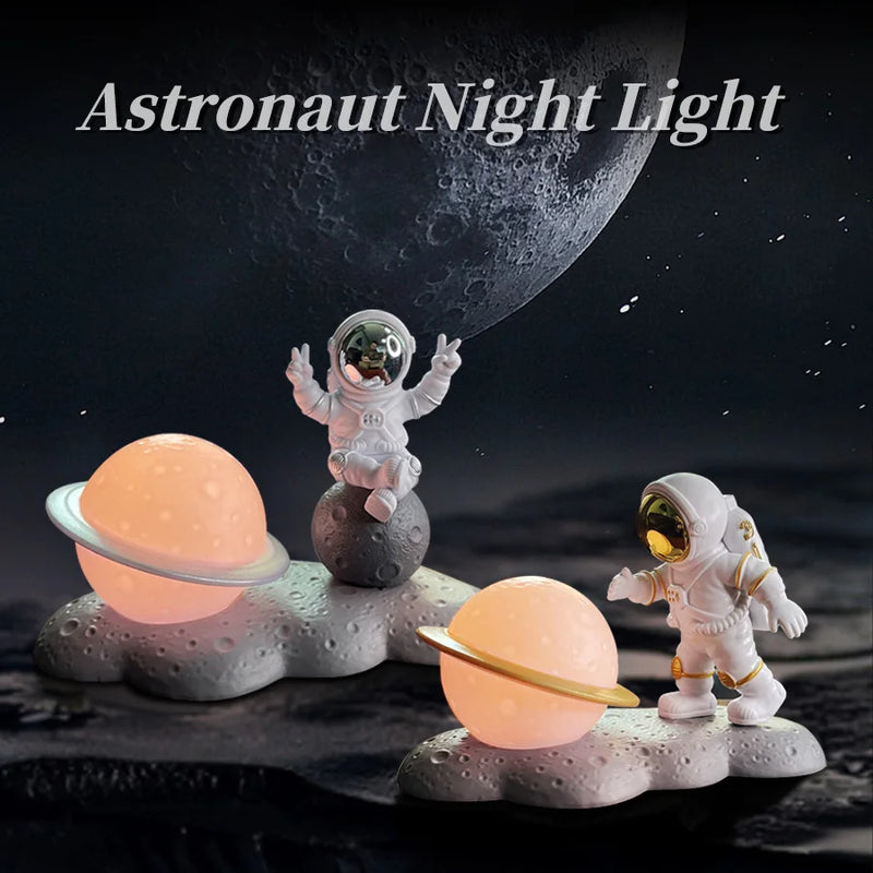 Astronaut Figurine Resin Spaceman Sculpture Modern Home Decor Led Spaceman Creative Night Light Decoration Birthday Gift