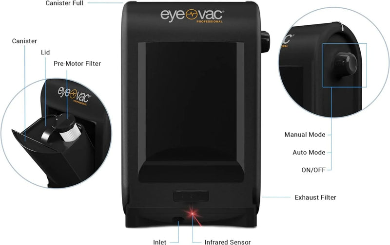 EyeVac Pro Touchless Vacuum Automatic Dustpan - Ultra Fast & Powerful - Great for Sweeping Salon Pet Hair Food Dirt Kitchen