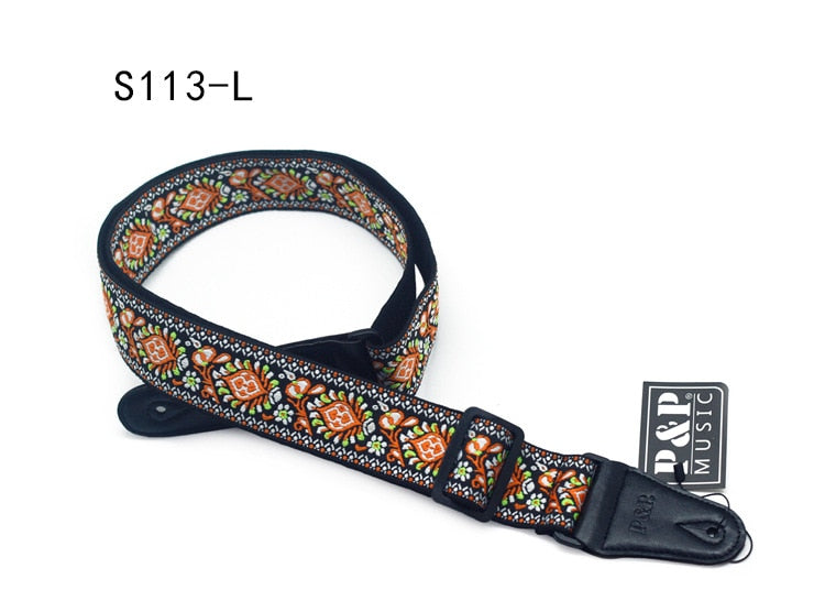 Embroidered Guitar Strap National Style Shoulder Strap Ribbon Musical Instrument Strap Guitar Strap Instrument Guitar Part